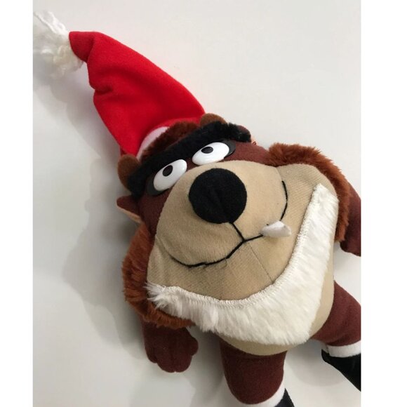 Tasmanian Devil Taz Plush 1992 Looney Tunes Santa Christmas Hat - Picture 2 of 4